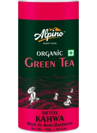 Alpino Certified Organic Green Tea - Detox Kahwa 100 G [Rich in Anti-Oxidants | Indian Kahwa with Traditional Spices & Herbs] Herbs, Spices Green Tea Tin  (100 g)